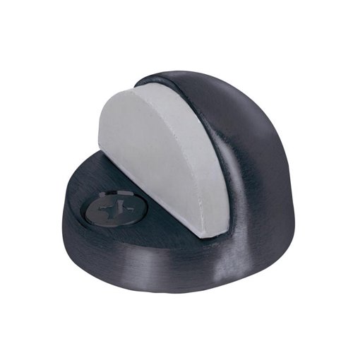 Tell 2 in. L Stainless Steel Matte Black Door Stop Mounts to floor 1-7/8 in.