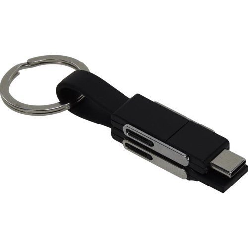 HILLMAN PVC Black/Silver Split Charger Cable Keychain