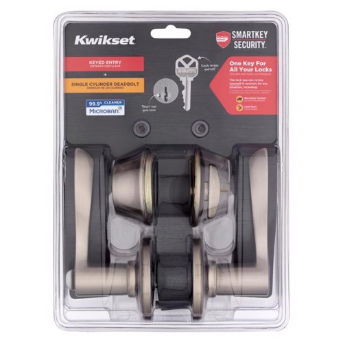 Kwikset SmartKey Security Balboa Satin Nickel Deadbolt and Entry Door Knob KW1 2-3/4 in. – Door Locks & Handlesets | City Lumber | Your One Stop Shop Hardware, Building Supplies & Tools in Texas San Angelo, Texas