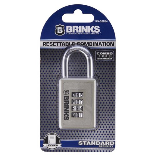 Brinks 3.25 in. W X 1.574 in. L Die-Cast Zinc 4-Dial Combination Padlock