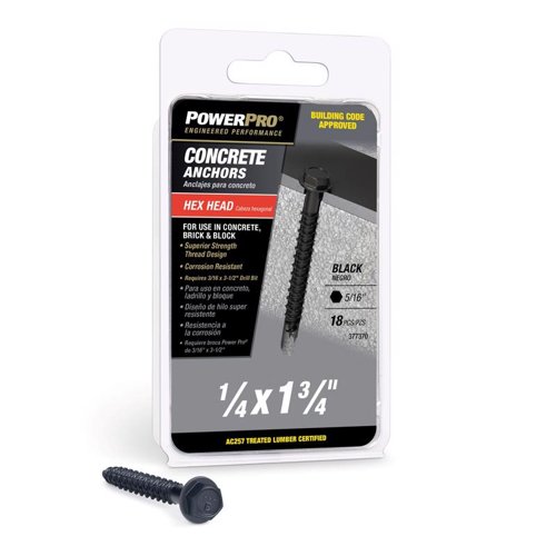 HILLMAN 1/4 in. D X 1-3/4 in. L Carbon Steel Hex Head Concrete Screw Anchor 18 pk