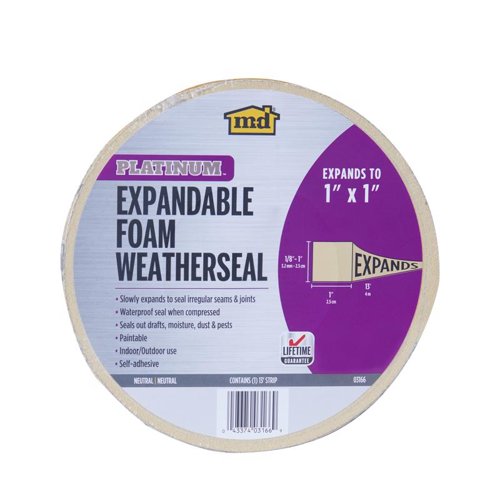 M-D BUILDING PRODUCTS PLATINUM Beige Foam Weatherseal For Gaps and Openings 156 in. L X 1 in.