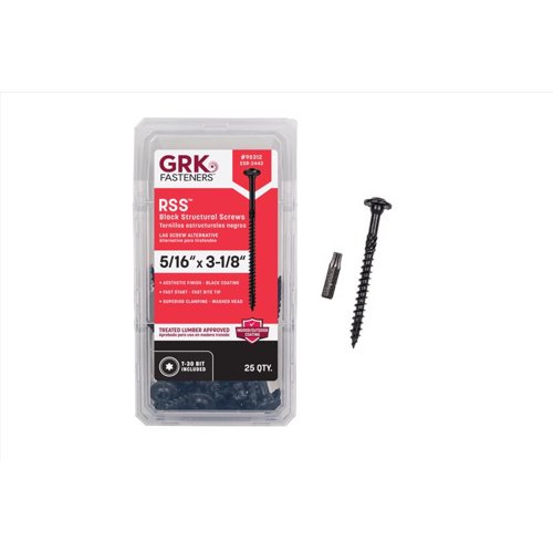 GRK Fasteners RSS 5/16 or No. 15 in. X 3-1/8 in. L Star Black W-Cut Structural Wood Screws 1 pk