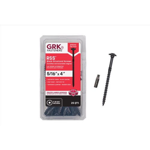 GRK Fasteners RSS 5/16 or No. 15 in. X 4 in. L Star Black W-Cut Structural Wood Screws 1 pk