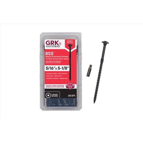 GRK Fasteners RSS 5/16 or No. 15 in. X 5-1/8 in. L Star Black W-Cut Structural Wood Screws 1 pk