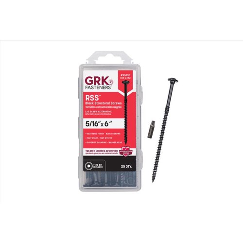GRK Fasteners RSS 5/16 or No. 15 in. X 6 in. L Star Black W-Cut Structural Wood Screws 1 pk