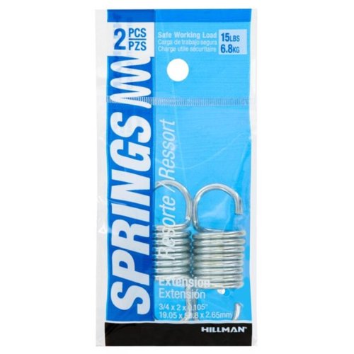 HILLMAN 2 in. L X 3/4 in. D Extension Spring 2 pk