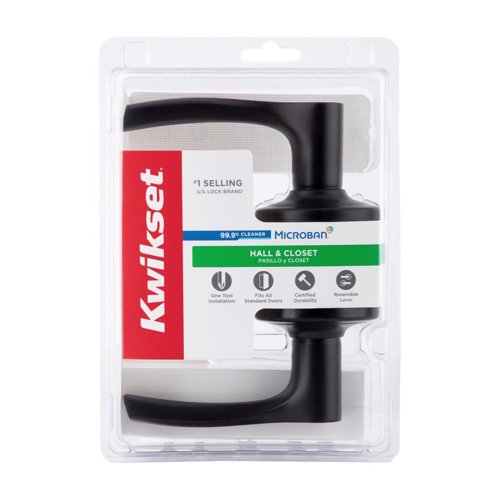 Kwikset Matte Black Passage Lever Right or Left Handed