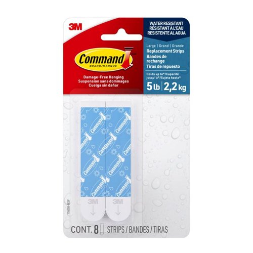 3M Command Large Foam Strips 3.65 in. L 8 pk