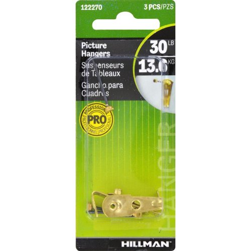 HILLMAN Brass-Plated Gold Classic Picture Hanger 30 lb 3 pk