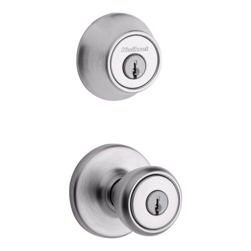 Kwikset Tylo Satin Chrome Deadbolt and Entry Door Knob 1-3/4 in.