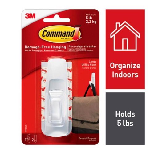 3M Command Large Plastic Hook 3.91 in. L 1 pk