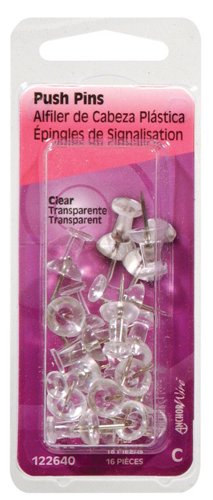 HILLMAN Anchor Wire Clear Push Pins 16 pc