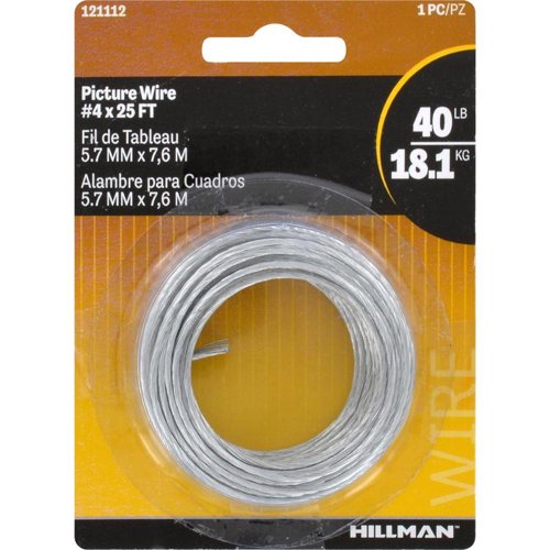 HILLMAN Galvanized Silver Braided Picture Wire 40 lb 1 pk
