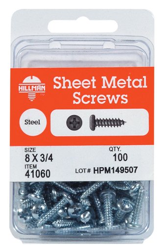 HILLMAN No. 10 Ga. X 3/4 in. L Phillips Pan Head Sheet Metal Screws 75 pk