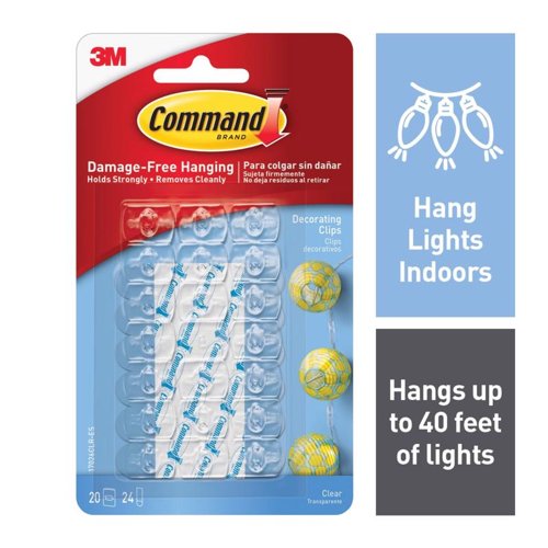 3M Command Small Plastic Light Clips 0.75 in. L 20 pk