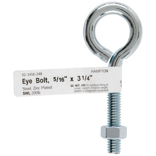 Hampton 5/16 in. X 3-1/4 in. L Zinc-Plated Steel Eyebolt Nut Included – Wire & Cable Products | City Lumber | Your One Stop Shop Hardware, Building Supplies & Tools in Texas San Angelo, Texas
