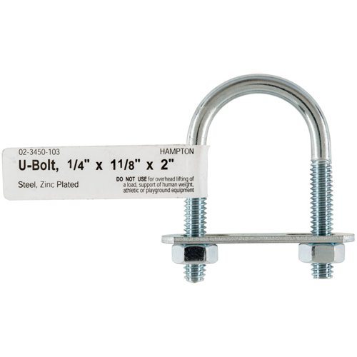 Hampton 1/4 in. X 1-1/8 in. W X 2 in. L Coarse Zinc-Plated Steel U-Bolt