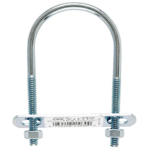 Hampton 1/4 in. X 2 in. W X 3-1/2 in. L Coarse Zinc-Plated Steel U-Bolt