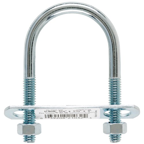 Hampton 5/16 in. X 1-3/4 in. W X 3 in. L Coarse Zinc-Plated Steel U-Bolt