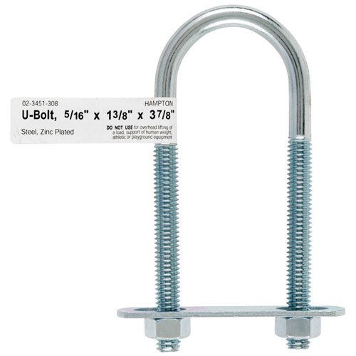 Hampton 5/16 in. X 1-3/8 in. W X 3-7/8 in. L Coarse Zinc-Plated Steel U-Bolt