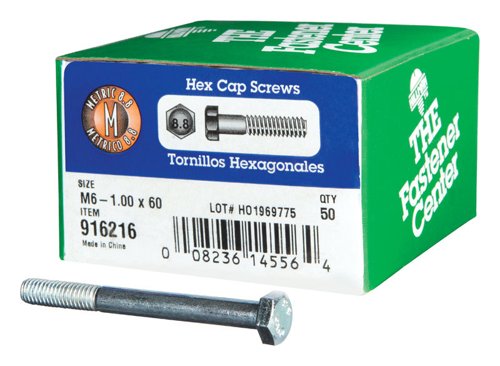 HILLMAN M6-1.00 mm D X 60 mm L Heat Treated Steel Hex Head Cap Screw 1 pk