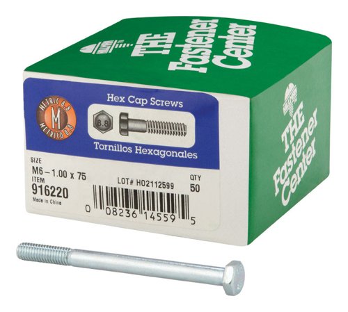 HILLMAN M6-1.00 mm D X 75 mm L Heat Treated Steel Hex Head Cap Screw 1 pk