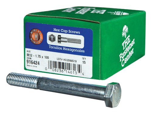 HILLMAN M12-1.75 mm D X 100 mm L Heat Treated Zinc Steel Hex Head Cap Screw 1 pk