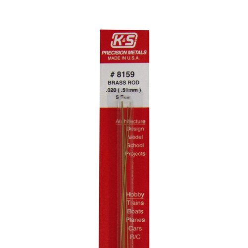 K&S 0.020 in. D X 12 in. L Brass Rod 5 pk