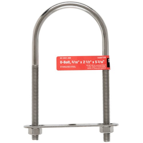 Hampton 5/16 in. X 2-1/2 in. W X 5-3/16 in. L Coarse Stainless Steel U-Bolt