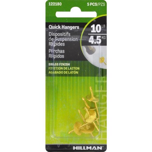 HILLMAN Brass-Plated One Piece Quick Hanger 10 lb 1 pk