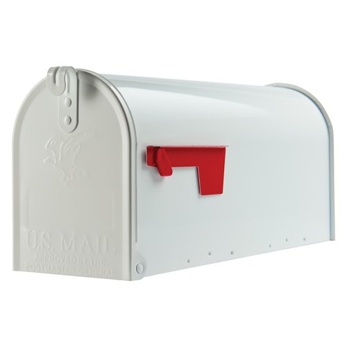 Architectural Mailboxes Elite Classic Galvanized Steel Post Mount White Mailbox