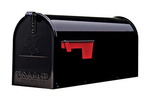 Architectural Mailboxes Elite Classic Galvanized Steel Post Mount Black Mailbox