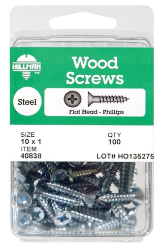 HILLMAN No. 10 X 2-1/2 in. L Phillips Zinc-Plated Coarse Wood Screws 1 pk