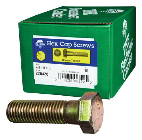 HILLMAN 7/8-9 in. D X 3 in. L Heat Treated Steel Hex Head Cap Screw 1 pk