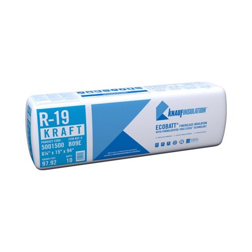 Knauf EcoTouch 15 in. W X 93 in. L X 6.25 in. 19 Kraft Faced Fiberglass Insulation Batt 97.92 sq ft