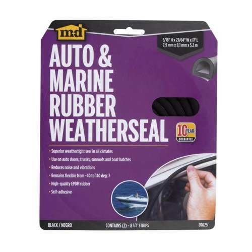 M-D BUILDING PRODUCTS Black Rubber Weatherstrip For Auto and Marine 204 in. L X 0.31 in.