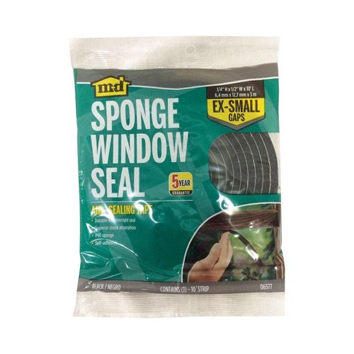 M-D BUILDING PRODUCTS Black Rubber Weather Stripping Tape For Doors and Windows 10 ft. L X 0.25 in.