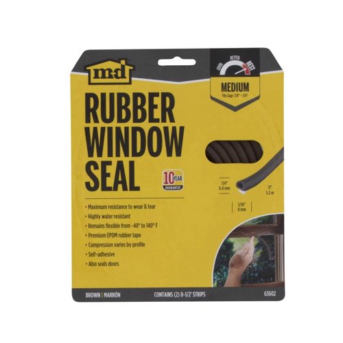M-D BUILDING PRODUCTS Brown EPDM Rubber Foam Weatherstrip For Doors and Windows 17 ft. L X 0.25 in.