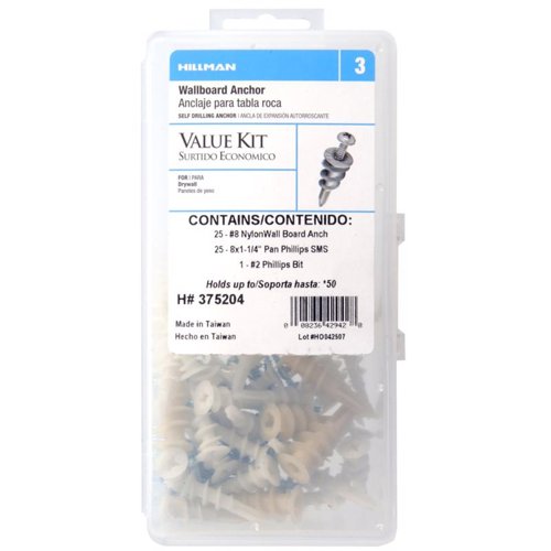 HILLMAN .164 in. D X 1-1/4 in. L Nylon Pan Head Wallboard Anchor Kit 51 pc