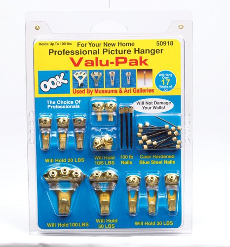 OOK Brass-Plated Assorted Picture Hanging Set 100 lb 34 pk