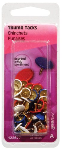 HILLMAN Anchor Wire 0.375 in. L Assorted Steel Thumb Tacks 40 pk
