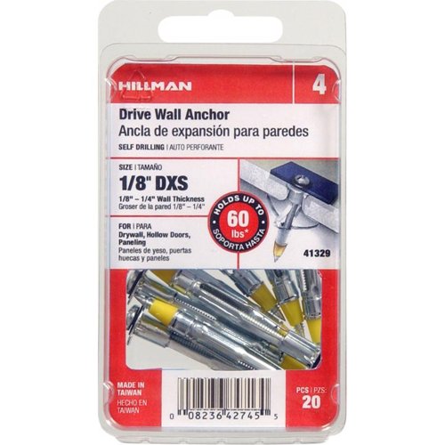 HILLMAN 1/8 in. D X 1.45 in. L Steel Pan Head Drive Wall Anchors 20 pk
