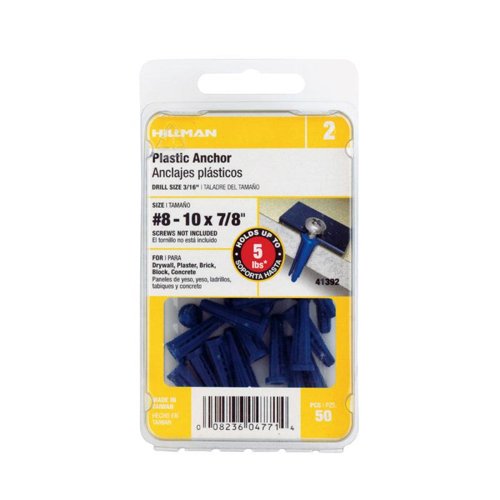 HILLMAN .164 in. D X 7/8 in. L Plastic Flat Head Conical Anchor 50 pk
