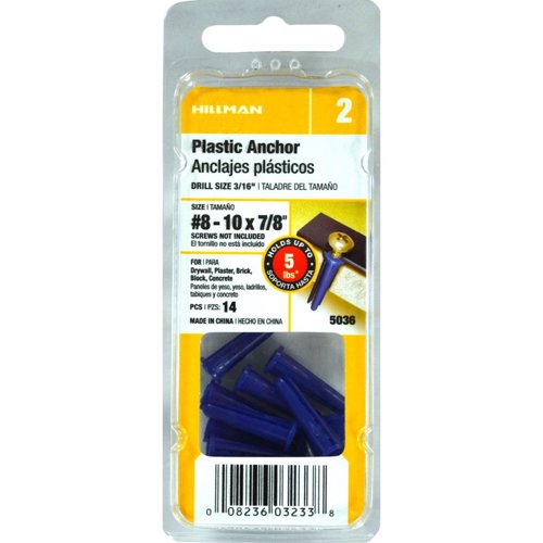 HILLMAN .164 in. D X 7/8 in. L Plastic Pan Head Conical Anchor 14 pk