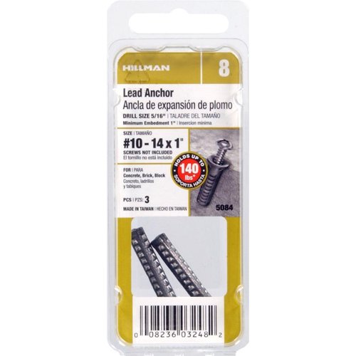 HILLMAN 1/4 in. D X 1 in. L Lead Round Head Concrete Screw Anchor 3 pk