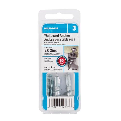HILLMAN .164 in. D X 1-1/4 in. L Zinc Pan Head Wallboard Anchors 2 pk