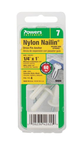 HILLMAN 1/4 in. D X 1 in. L Nylon Truss Head Truss Head Anchor 4 pk