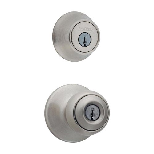 Kwikset Polo Satin Nickel Deadbolt and Entry Door Knob 1-3/4 in.