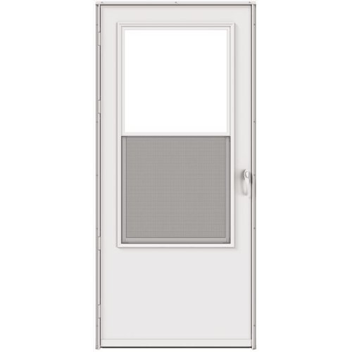 Larson 81 in. H X 32 in. W Vinyl/Wood White Mid-View Reversible Self-Storing Storm Door